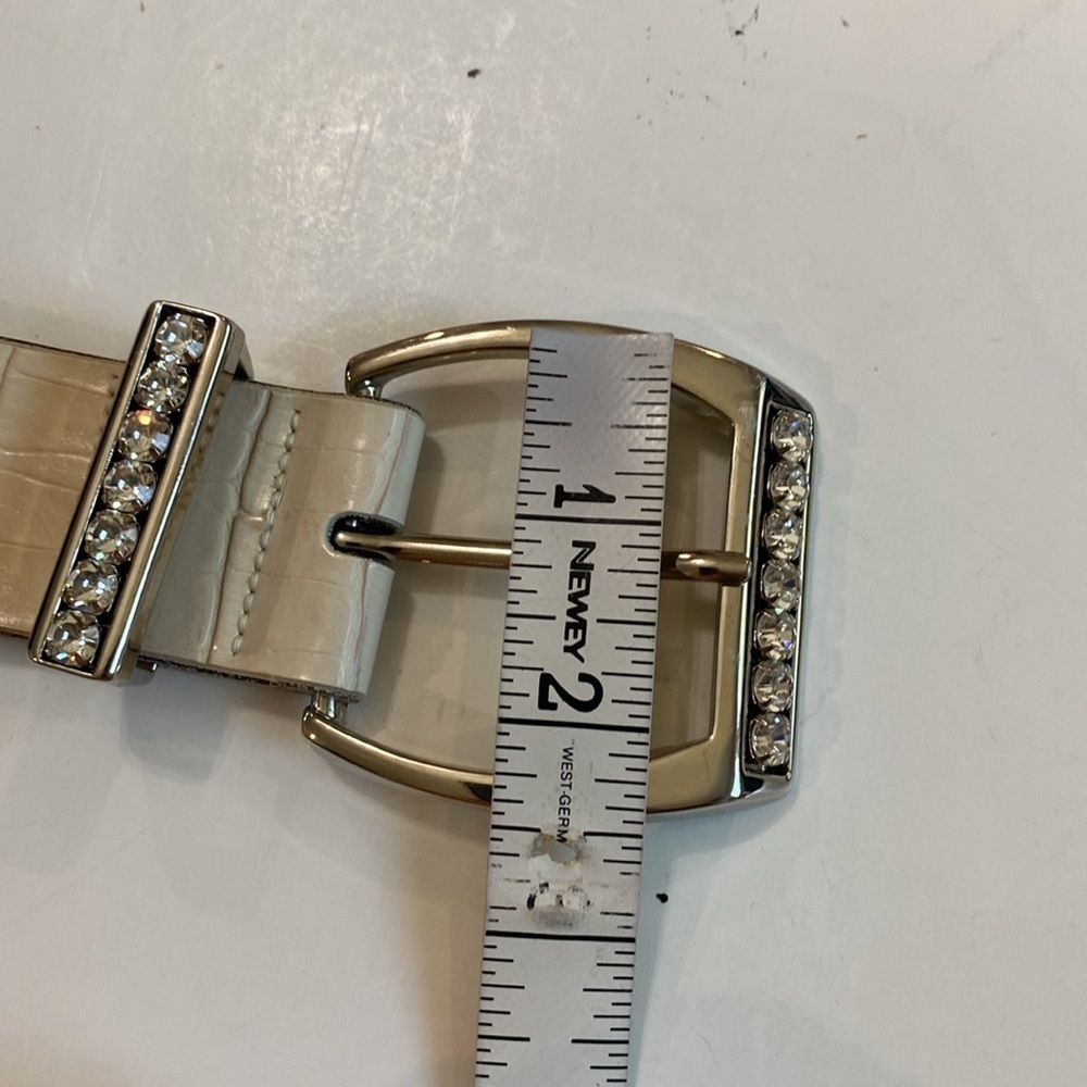 Buffalo David Bitton Cream Croc Belt Medium Rhinestone Buckle Glam Western - Picture 15 of 15